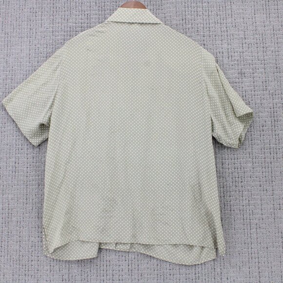 Silk Land Shirt Womens 2X Beige Polka Dot Button Down Short Sleeve Collared - Picture 7 of 9